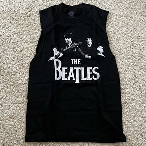New The Beatles shirt top sleeveless muscle tee black band crew small